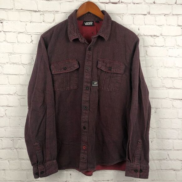 Vans Maroon Long Sleeve Flannel Men's Sz Large - Picture 2 of 12